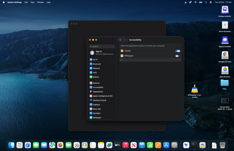 Toggle RPCleaner on in System Settings